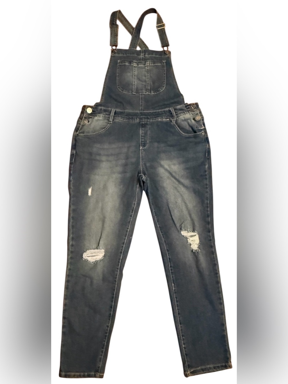 Distressed Denim Overalls